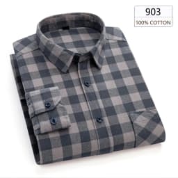 Man Clothing 100% Cotton Flannel Long Sleeve Plaid Winter Casual Shirt Anti-Wrinkle Soft Brushed Fabric Multi-Color Plus Size