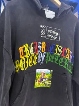 Tear Collar Chest Embroidery Colorful Label Paly Hoodie Men Women Dropped Shoulder Sweatshirts Washed Fade Loose Pullovers