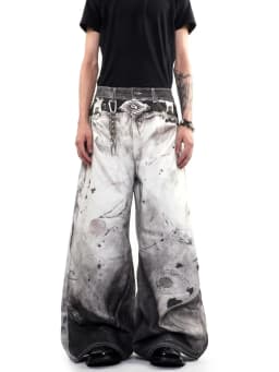 Men's Fashionable Printed Patterns Casual Pants Street Boys Bottom Wide Legs Sweatpants Male High Waist Unisex Baggy Trousers