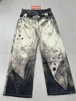 Men's Fashionable Printed Patterns Casual Pants Street Boys Bottom Wide Legs Sweatpants Male High Waist Unisex Baggy Trousers