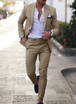 2-Piece Solid Wedding Men's Suit Slim Fit Blazer Formal Business Tuxedos Two Buttons Jacket+Pants for Party Prom