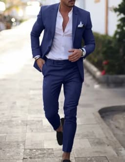 2-Piece Solid Wedding Men's Suit Slim Fit Blazer Formal Business Tuxedos Two Buttons Jacket+Pants for Party Prom