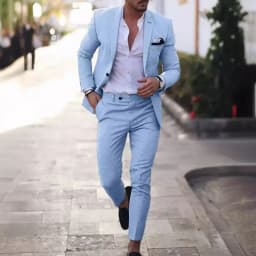 2-Piece Solid Wedding Men's Suit Slim Fit Blazer Formal Business Tuxedos Two Buttons Jacket+Pants for Party Prom