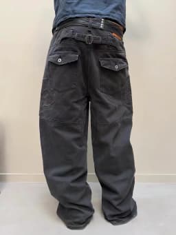 F8 Heavy‑Duty Patchwork Straight‑Leg Baggy Cargo Pants Reworked Workpants