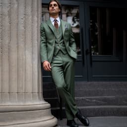Classic Men Sage Green 3 Piece Suit Single Breasted Slim Fit Jacket Vest Pants Set Elegant Groom Wedding Formal Outfit