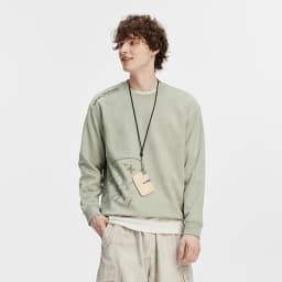 Semir Men Sweatshirt Suede Feel Print Crew Neck Knit Pullover Slight Loose Casual Style Autumn Top Daily Wear 2026