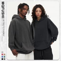 Custom LOGO Image 450GSM 100% Cotton Retro Heavyweight Sweatshirt for Men and Women Washed Vintage Oversize Loose