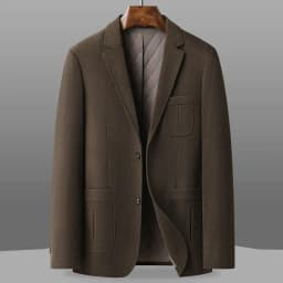 KIDWHXR 2026 Autumn Winter Men Suit Jacket Thicken Warm Long Sleeve Man Blazer Simple Solid Business Casual Male Outerwear