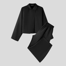 INCERUN Men Sets Solid Color Lapel Long Sleeve Shirt & Pants Two Pieces Sets Streetwear Loose 2026 Fashion Men's Casual Suits