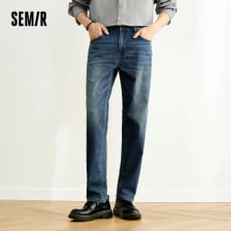Semir Men Jeans Stretch 2026 Retro Washed Straight Commuter Urban Casual Everyday Style Soft Comfortable Daily Wear Trendy