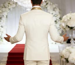 Men's 3-Piece Suit Set Classic One Gold Button Slim Fit Blazer Vest Pants Formal Business Wedding Wear