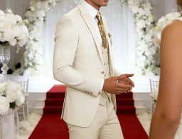 Men's 3-Piece Suit Set Classic One Gold Button Slim Fit Blazer Vest Pants Formal Business Wedding Wear