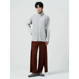 Miyake Pleated Men's Zip Up Jacket Plisse Cardigan Two Way Zipper Oversized Loose Fit Japanese Streetwear Casual Outerwear