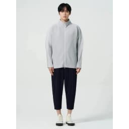 Miyake Pleated Men's Zip Up Jacket Plisse Cardigan Two Way Zipper Oversized Loose Fit Japanese Streetwear Casual Outerwear