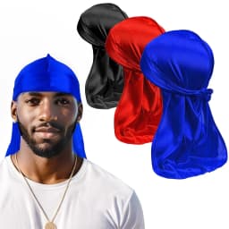 Unisex Long Silky Durag Long Tail Silky Scarf Muslim Doo Rag Pirate Hat Durag Chemo Caps Skull Hat Turban hair band Bandanas