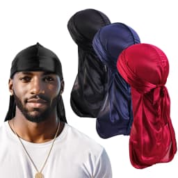 Unisex Long Silky Durag Long Tail Silky Scarf Muslim Doo Rag Pirate Hat Durag Chemo Caps Skull Hat Turban hair band Bandanas