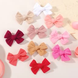 20Pcs Random Color Cloth Bowknot Hairgripes Cheer Bows Solid Color Girls Hair Bangs Hair Clip Casual Children's Hair Accessories