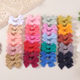 20Pcs Random Color Cloth Bowknot Hairgripes Cheer Bows Solid Color Girls Hair Bangs Hair Clip Casual Children's Hair Accessories