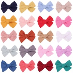 20Pcs Random Color Cloth Bowknot Hairgripes Cheer Bows Solid Color Girls Hair Bangs Hair Clip Casual Children's Hair Accessories