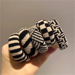 5Pcs Korean High-Elasticity Seamless Hair Ties,Black and White Checkered Traceless Hair Ring,Simple and Durable Thick Hair Bands