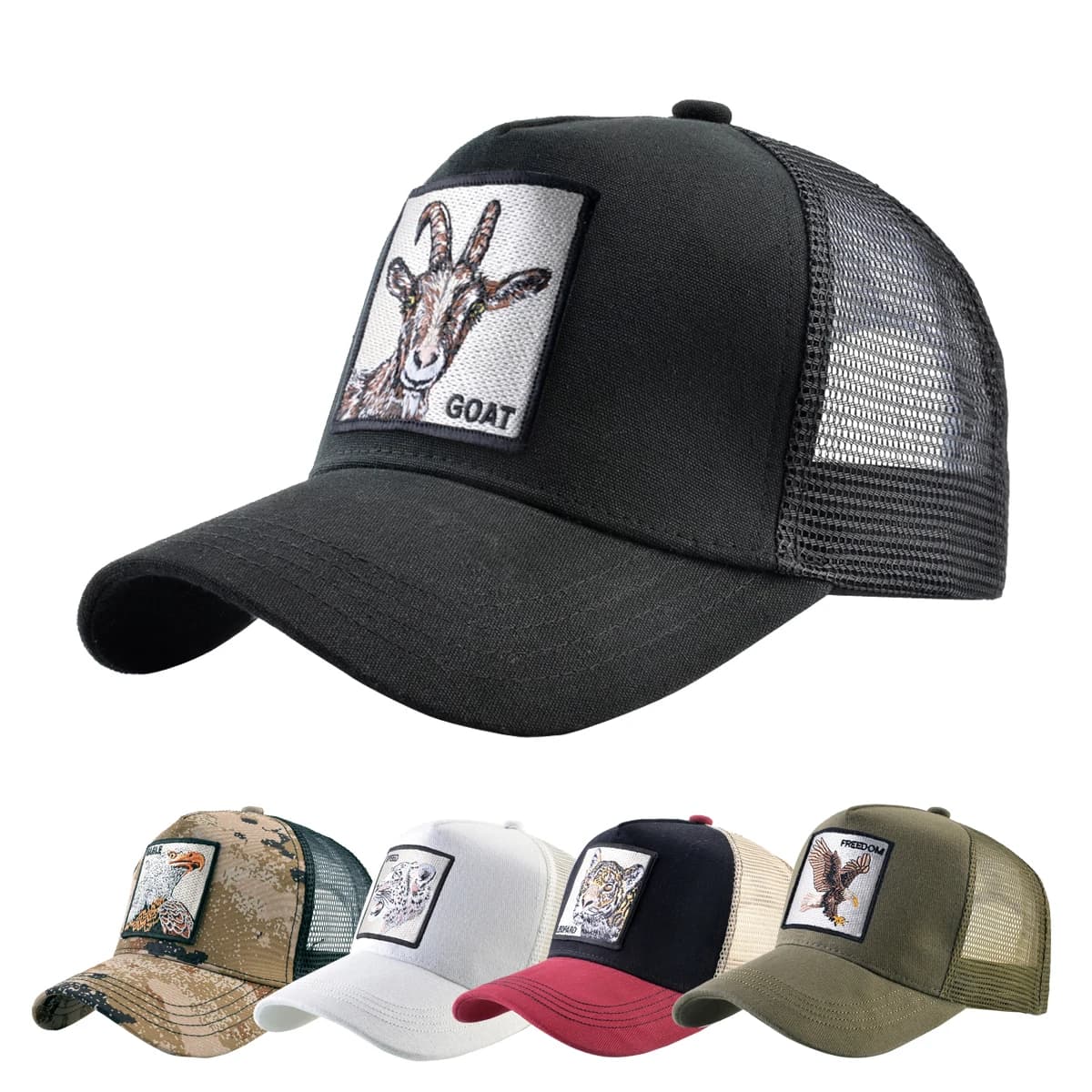 Fashion Trucker Caps With Embroidery Animals Patch Four Seasons Snapback Baseball Cap For Men Women Adjustable Visor Hat