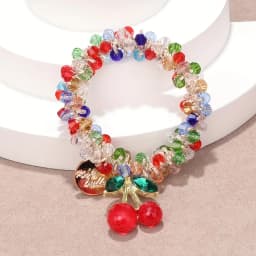 1/2pcs Colorful Crystal Cherry Hair Rope Sweet Rhinestone Hair Ring High Elastic Headband Bracelet Dual Use Tendon Headwear
