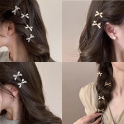 6Pcs/set of Women's New Golden Bow Mini Hairpins, Sweet and Cool Girl Bangs Hairpins and Hair Accessories