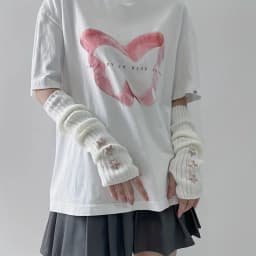 1 pair of ladies' fingerless gloves with star decoration white/black/pink machine washable fashionable accessory gloves
