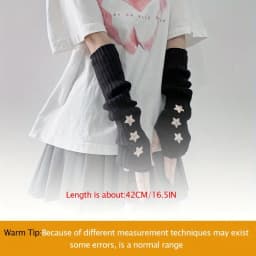 1 pair of ladies' fingerless gloves with star decoration white/black/pink machine washable fashionable accessory gloves