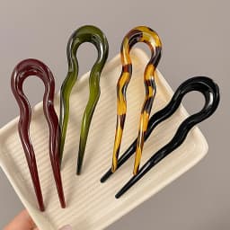 Simple U-Shape Hair Stick French Style Plastic Chignon Pins Hair Forks For Women Girls Summer Bun Styling Tools