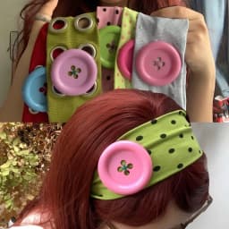 Summer Colorful Large Button Wave Point Hairband Korean Ins Y2K Retro Elastic Hairband Blogger Same Style Trendy Cool Hairband