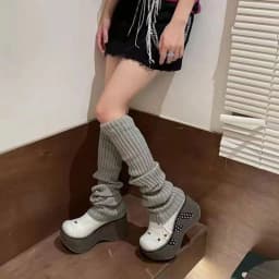 Korean Style Knitted Leg Warmers,Y2K Harajuku Aesthetic Sock Accessories, Warm Winter Knit Leg Covers For Daily Streetwear Party