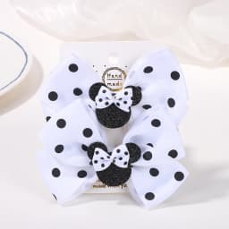 2Pcs/lot 3.9in Big Bows Hair Bangs Clip for Little Girls cartoon Party Headdress Sweet Polka Dot Bow Hair Clip Set