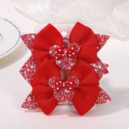 2Pcs/lot 3.9in Big Bows Hair Bangs Clip for Little Girls cartoon Party Headdress Sweet Polka Dot Bow Hair Clip Set