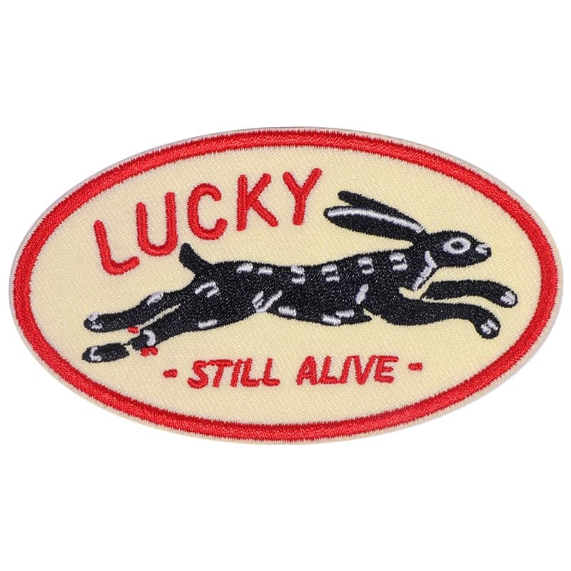 1PC Lucky Still Alive Embroidered Patch Iron On Running Rabbit Cartoon Badge DIY Gift For Clothes Cap Bag Jacket Trucker Hat