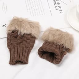 Fashion Keep Finger Warm Elastic Knitted Gloves Thicken Warm Faux Rabbit Hair Gloves Warm Mittens