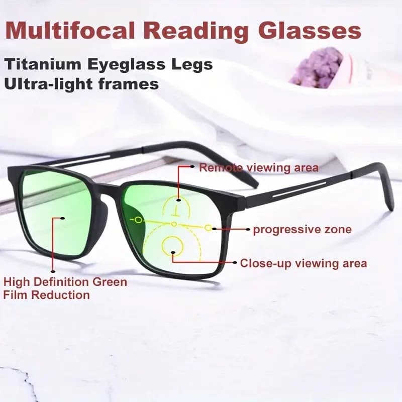 2025 Titanium Frame Progressive Multifocal Reading Glasses Unisex Anti-blue Light Presbyopia Eyewear Diopter 1.-0-4.0