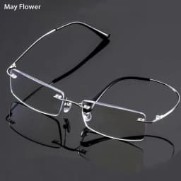 May Flower Blue Light Blockin Ultralight Memory Titanium Rimless Reading Glasses Men&Women Presbyopic Eyeglasses +1.0 +1.5 +2.0