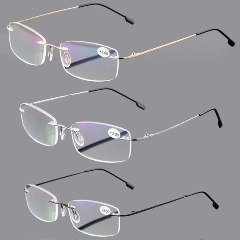 May Flower Blue Light Blockin Ultralight Memory Titanium Rimless Reading Glasses Men&Women Presbyopic Eyeglasses +1.0 +1.5 +2.0