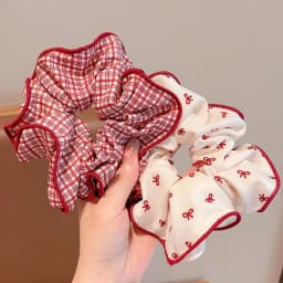 2/3pcs High End Red Cute Dot Plaid Scrunchies for Women Girls Soft Elastic Hair Ties Gentle Hair Bands Fashion Hair Accessories