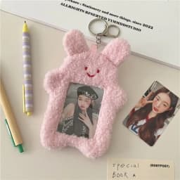 Cartoon Multifunctional Photocard Case Plush Big Eared Rabbit/Border Collie Card Case Rabbit/Dog/Cat Photo Card Holder Students