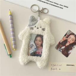 Cartoon Multifunctional Photocard Case Plush Big Eared Rabbit/Border Collie Card Case Rabbit/Dog/Cat Photo Card Holder Students