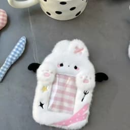 Cartoon Multifunctional Photocard Case Plush Big Eared Rabbit/Border Collie Card Case Rabbit/Dog/Cat Photo Card Holder Students