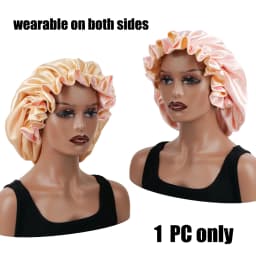 1Pc Double-Layered Minimalist Hair Bonnet Satin Bonnet Sleep Caps Can Be Worn on Both Sides Versatile Cap for Men/Women