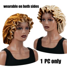 1Pc Double-Layered Minimalist Hair Bonnet Satin Bonnet Sleep Caps Can Be Worn on Both Sides Versatile Cap for Men/Women