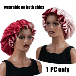 1Pc Double-Layered Minimalist Hair Bonnet Satin Bonnet Sleep Caps Can Be Worn on Both Sides Versatile Cap for Men/Women