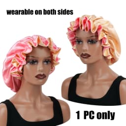 1Pc Double-Layered Minimalist Hair Bonnet Satin Bonnet Sleep Caps Can Be Worn on Both Sides Versatile Cap for Men/Women