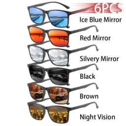 6 PCS Fashion Vintage Check Square Sunglasses Men Women Fishing Driving Luxury Brand Designer Sun Glasses Retro Eyewear