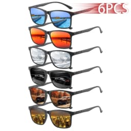 6 PCS Fashion Vintage Check Square Sunglasses Men Women Fishing Driving Luxury Brand Designer Sun Glasses Retro Eyewear