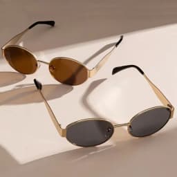 2pcs/ Oval Shape Metal Sunglasses Classic Men's Vintage Sun Glasses Women Outdoor Leisure Eyewear UV400 Ladies Shades